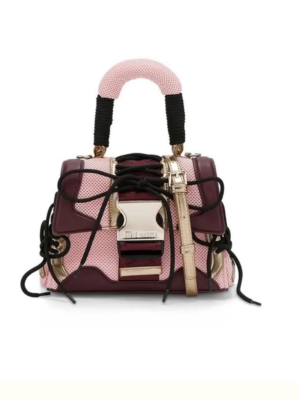 Steve Madden Pink, Burgundy & Gold Top-Handle Satchel